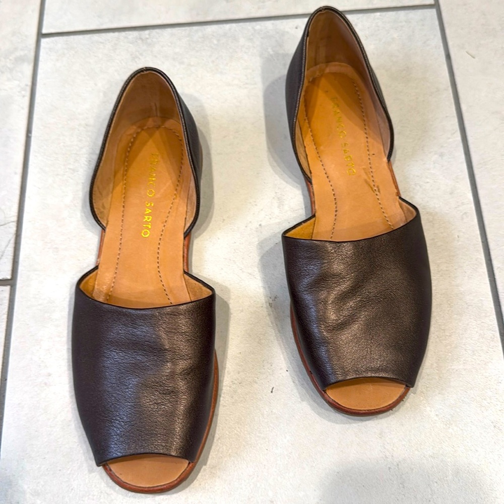 Franco Sarto Women's Metallic Brown Peep-Toe Mules